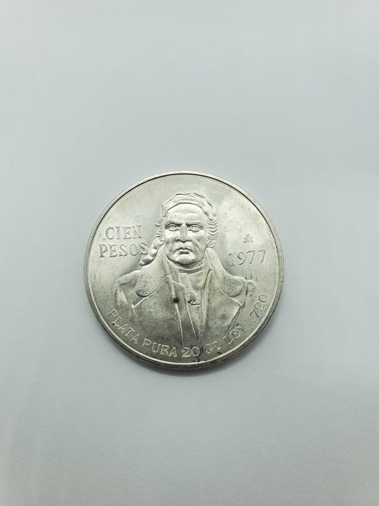 1977 Mexico Cien Pesos Silver Coin